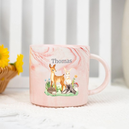 Waldtier Waldtier Reh Hase Hedgehog Flowers Name Marble Mugs
