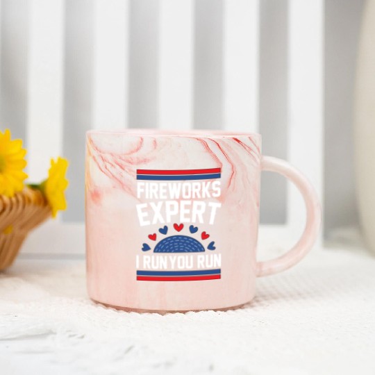 Fireworks Expert I Run you Run Marble Mugs
