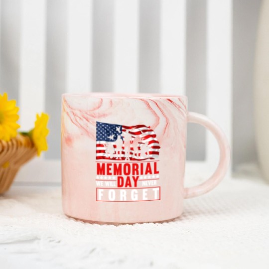 Memorial Day American Flag Soldiers Patriotic US Marble Mugs