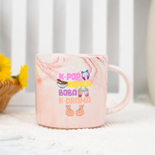K-Pop Ramen Boba K-Drama Marble Mugs