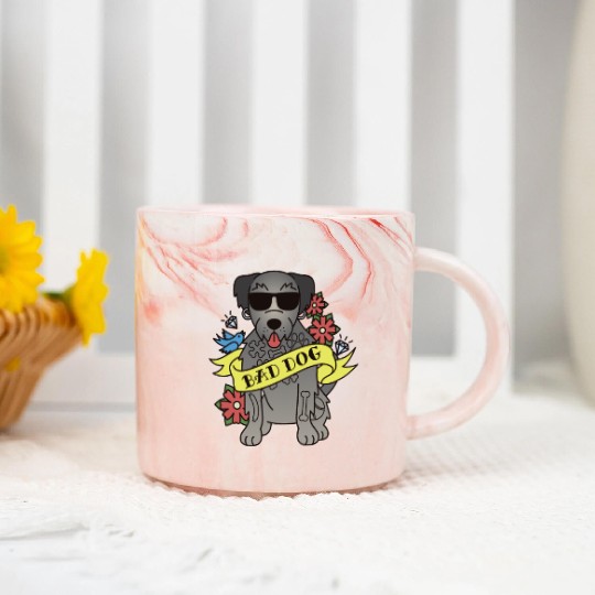 Bad Dog Tattoo Irish Wolfhound Marble Mugs