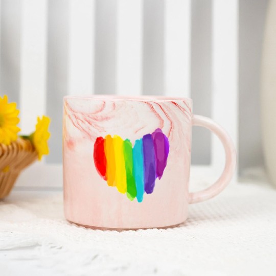 Pride Rainbow Heart Marble Mugs
