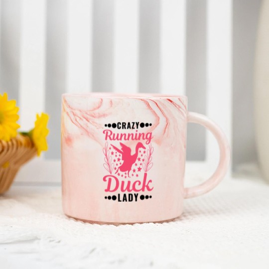 Crazy Running Duck Lady Bottle Marble Mugs