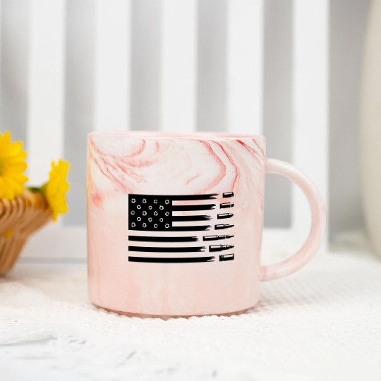 American Flag with bullet Marble Mugs