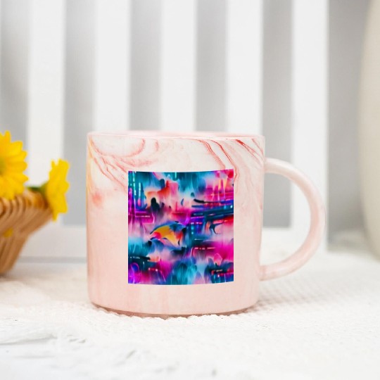 Abstract watercolor pattern in retro neon colors Marble Mugs