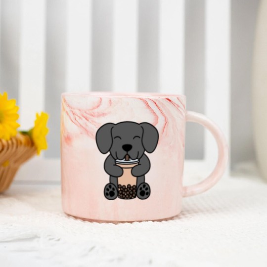 Boba Bubble Tea Great Dane Marble Mugs