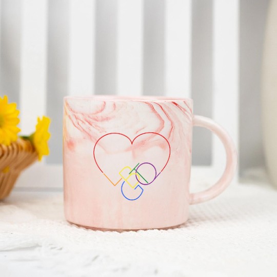 LGBT pride rainbow heart Marble Mugs