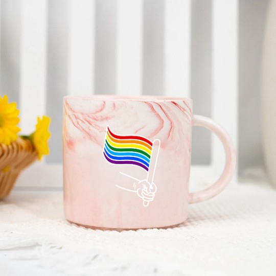 LGBT pride rainbow heart Marble Mugs