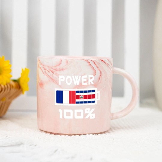 Costa Rica and France Power 100% Marble Mugs