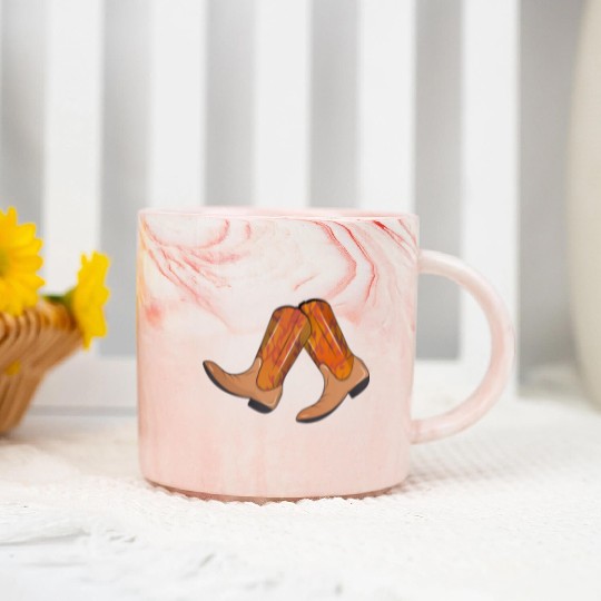 extravagant western boots with flame pattern Marble Mugs