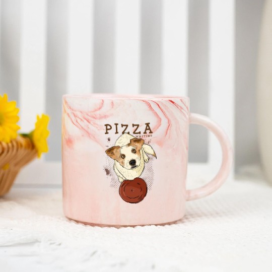 Dog waiting Pizza Marble Mugs