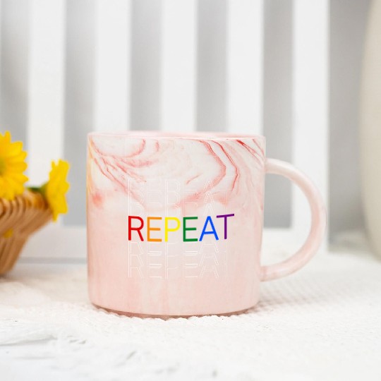 LGBT pride rainbow heart repeat Marble Mugs