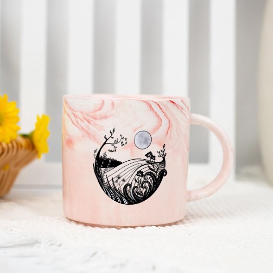 Full moon landscape Marble Mugs