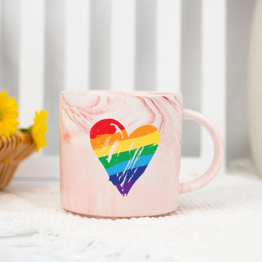 Rainbow Heart - LGBTIQ Gay Pride CSD Queer Marble Mugs
