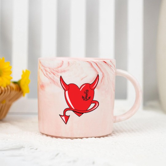 Red Heart - Devil Heart - Anchor - Gift Marble Mugs
