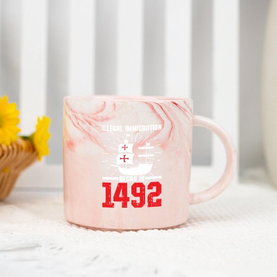 Anti Columbus Day Marble Mugs