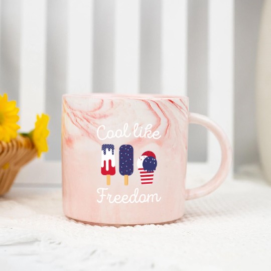 Ice Cream Freedom Popsicles US Flag Marble Mugs