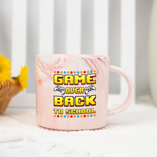 Game Over Back To School Marble Mugs