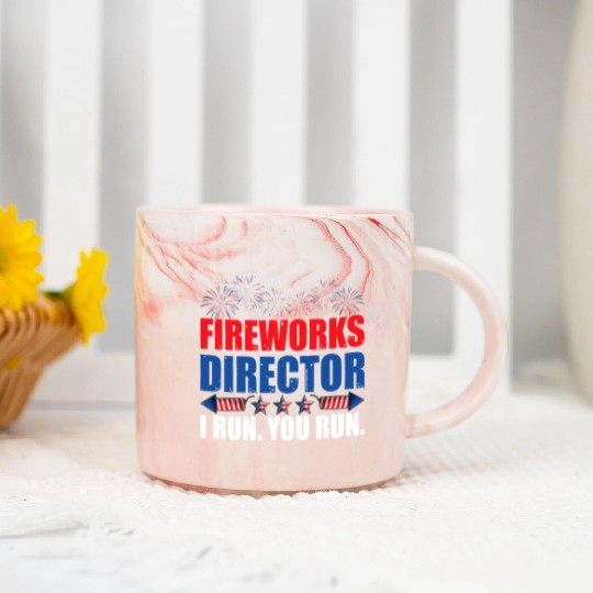 Fireworks Director I Run You Run America Flag Marble Mugs