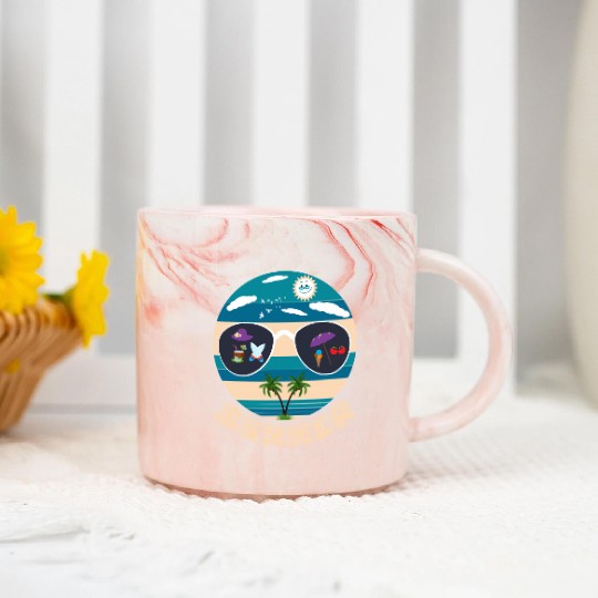 Funny summer design, beautiful illustration for su Marble Mugs