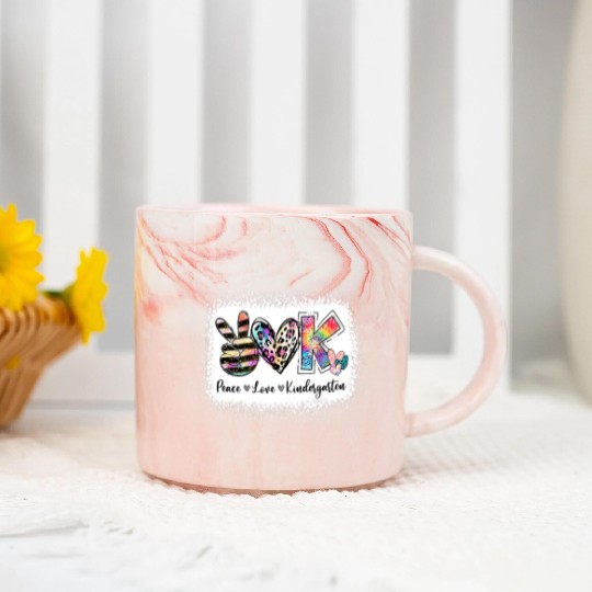 Grade Teacher Peace Love Kindergarten Team Kinder Marble Mugs