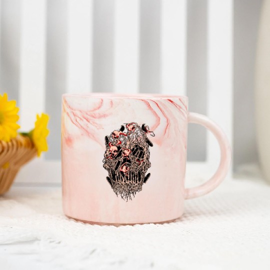 Bullets and Skull Roses Aesthetic Dripping Pattern Marble Mugs