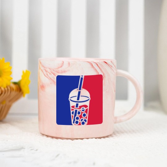Blue red bubble tea Marble Mugs