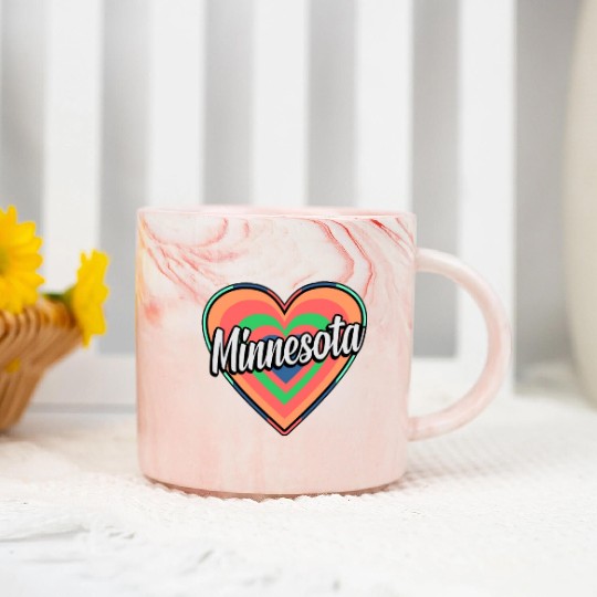 Minnesota Colorful Heart Gift Marble Mugs
