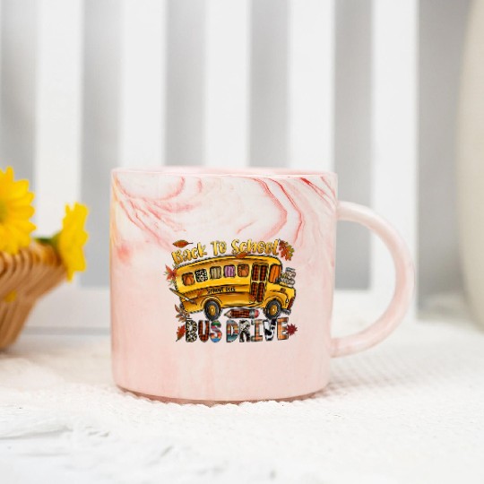 Back To School Bus Drive Marble Mugs