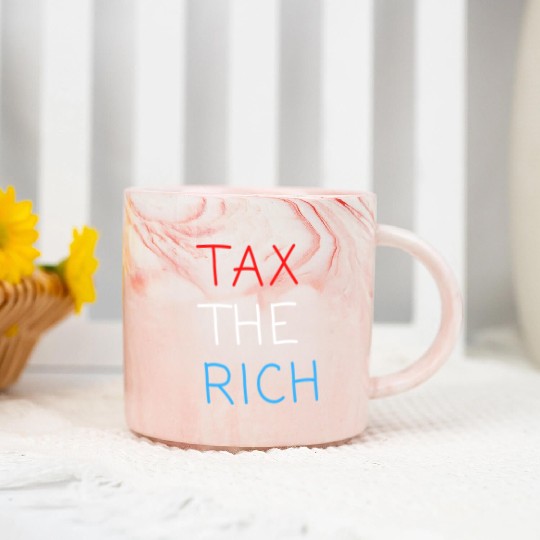 TAX THE RICH (Red, White and Blue letters) Marble Mugs