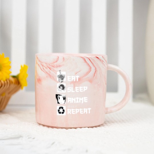 Awesome Anime Eat Sleep Anime Repeat Teenager Marble Mugs