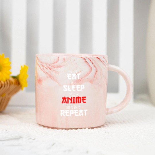 Japanese Anime Manga Otaku Eat Sleep Anime Repeat Marble Mugs