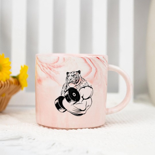 Gym ripped tiger Marble Mugs