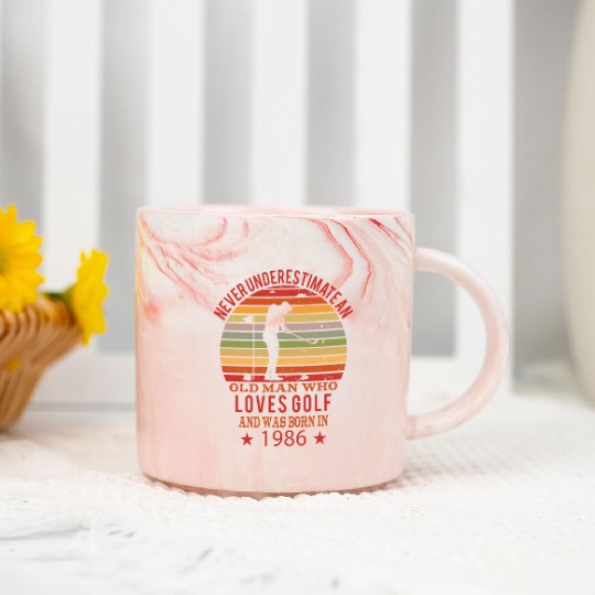 Golfing Golfplayers Vintage 1986 Birthday Marble Mugs
