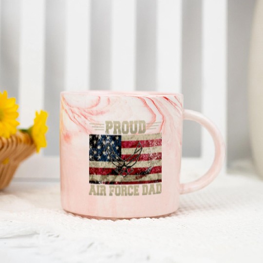 Proud Air Force Dad Veteran Us Flag Marble Mugs