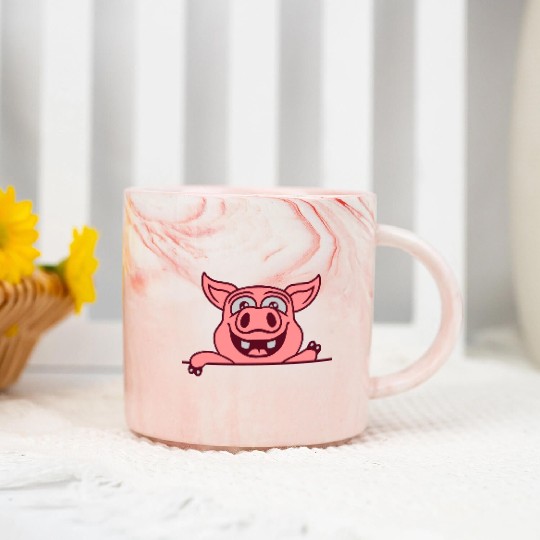 barn pig waving friendly Marble Mugs