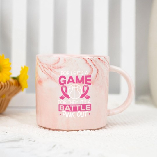 For Us It's A Game For Them It's A Battle Pink Out Marble Mugs