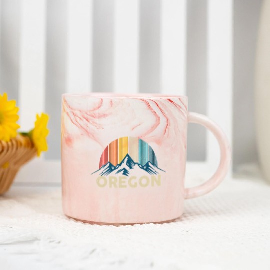 Oregon Vintage Mountains Nature Hiking Gift Marble Mugs