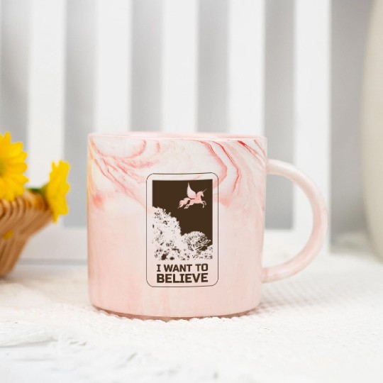 Unicorn "I Want To Believe" UAP Outfit Alien Ufo Marble Mugs