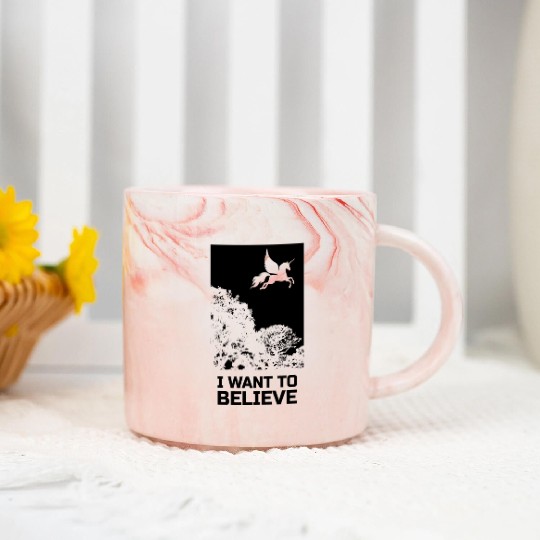 Unicorn "I Want To Believe" UAP Outfit Alien Ufo Marble Mugs