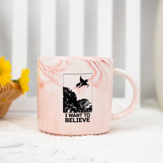 Unicorn "I Want To Believe" UAP Outfit Alien Ufo Marble Mugs