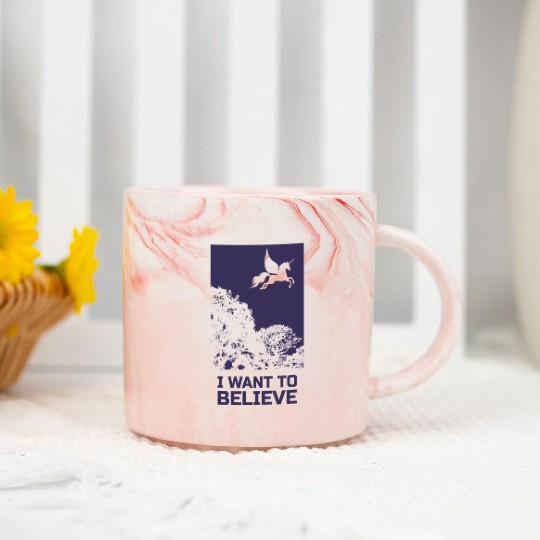 Unicorn "I Want To Believe" UAP Outfit Alien Ufo Marble Mugs