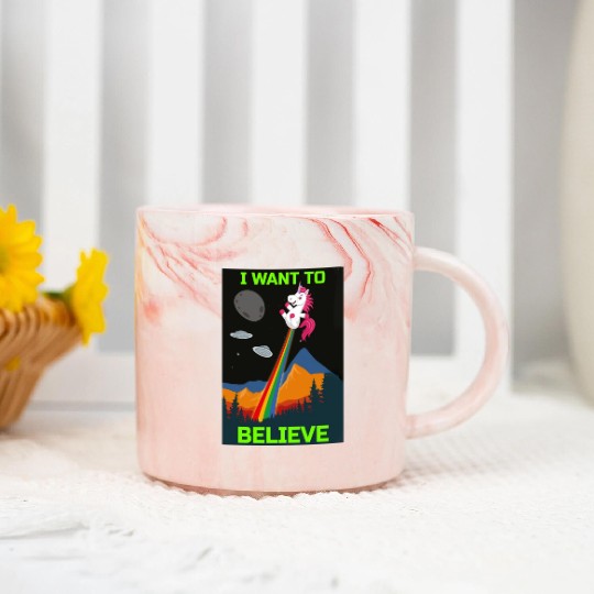 Unicorn "I Want To Believe" UAP Outfit Alien Ufo Marble Mugs