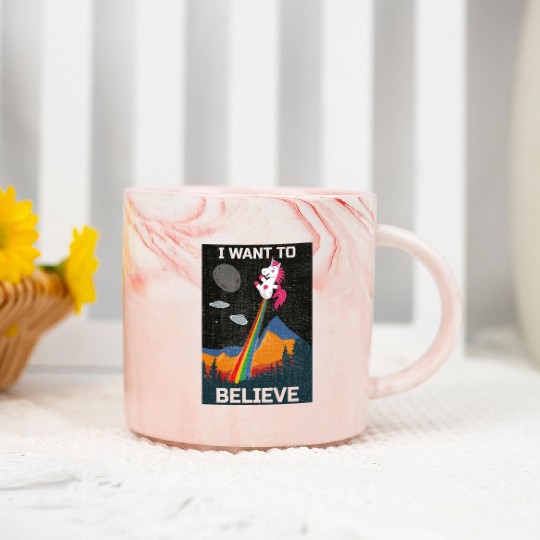Unicorn "I Want To Believe" UAP Outfit Alien Ufo Marble Mugs