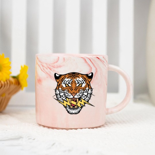 Tiger face and lightning bolt Marble Mugs