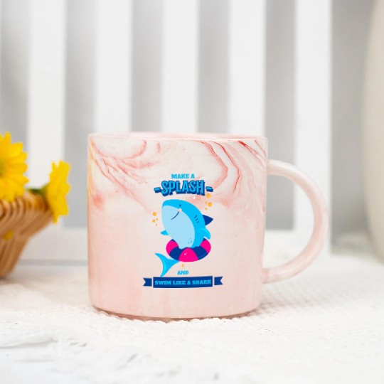 Learn To Swim Make A Spash And Swim Like A Shark Marble Mugs