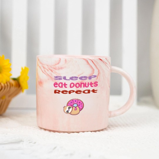 sleep,eat donut,repeat sloth life style Marble Mugs