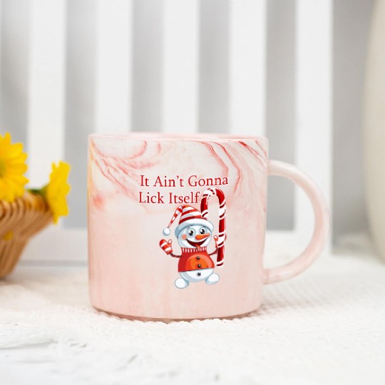 Christmas Holiday Candy Canes It'S Not Gonna Lick Marble Mugs