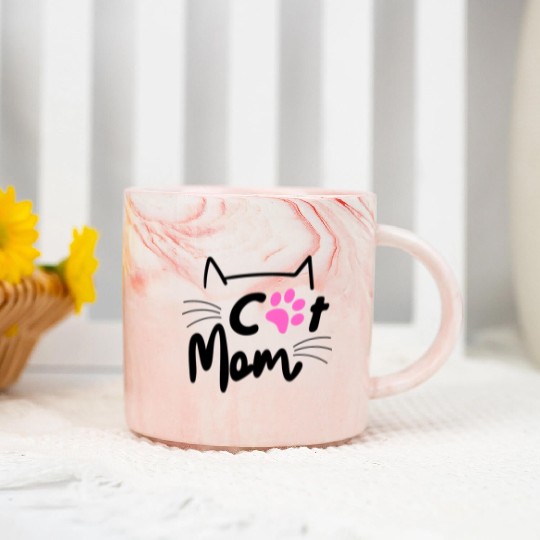 Best Cat Mom Ever with Paw for Mother Marble Mugs