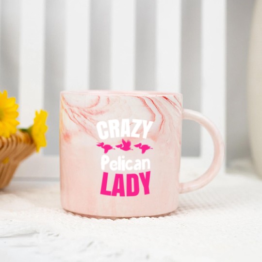 Pelican Lady Birdwatching Pelican Lover Marble Mugs